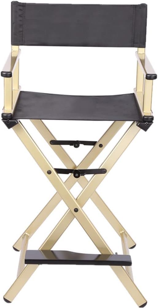 Black Aluminum Folding Makeup Artist Chair with Footrest B96097