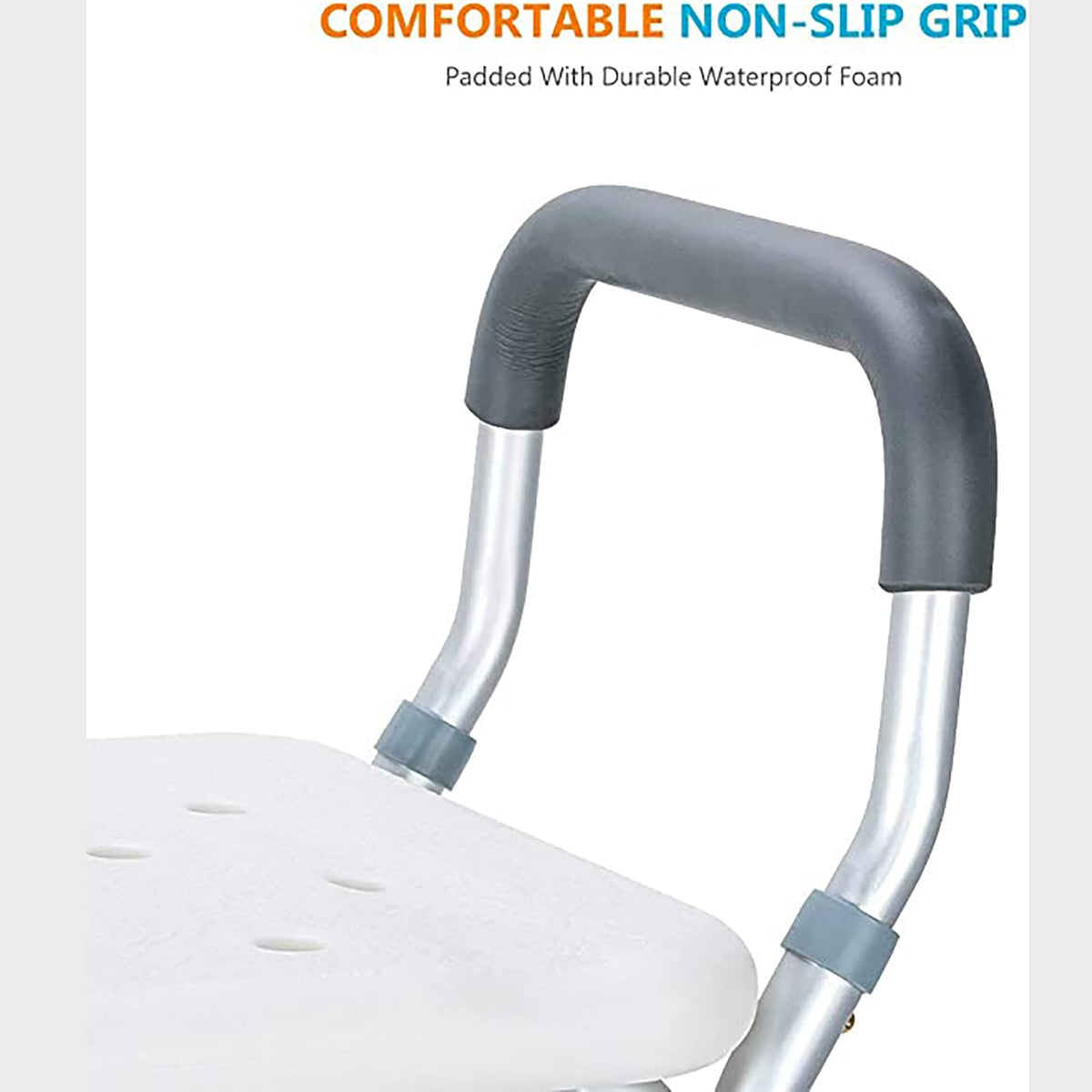 Heavy Duty White Shower Chair with Arms Back Adjustable F572