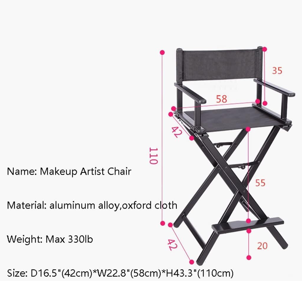 Black Aluminum Folding Makeup Artist Chair with Footrest B96097