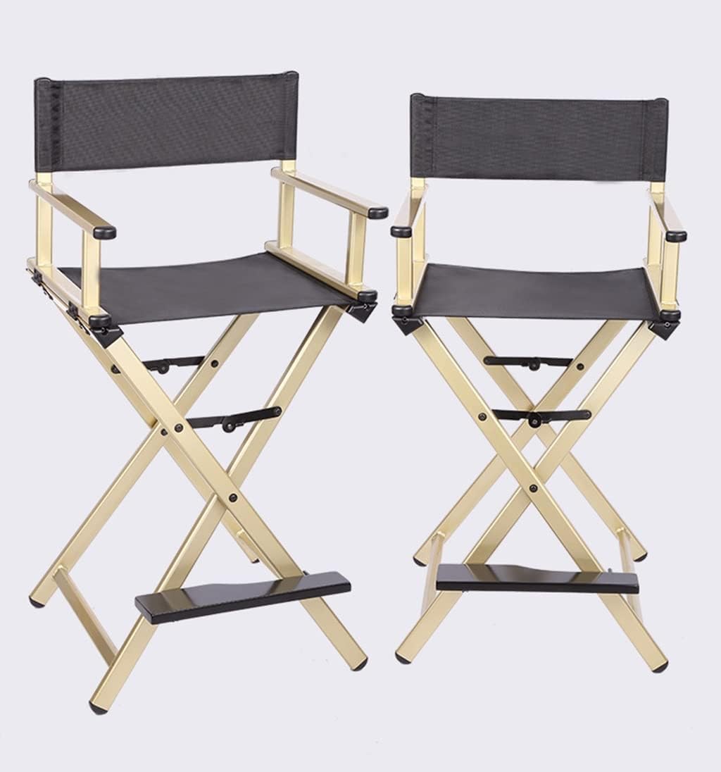 Black Aluminum Folding Makeup Artist Chair with Footrest B96097