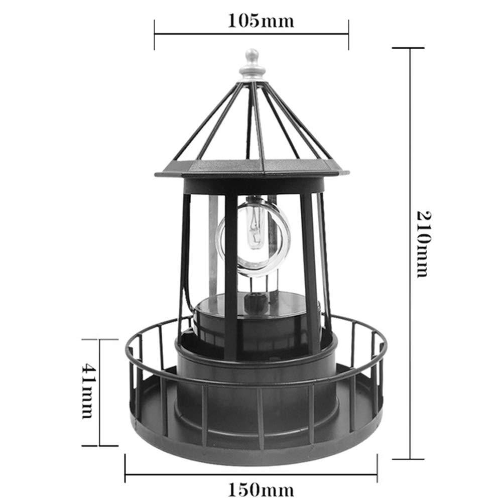 Black Wrought Iron Solar Lighthouse J48519
