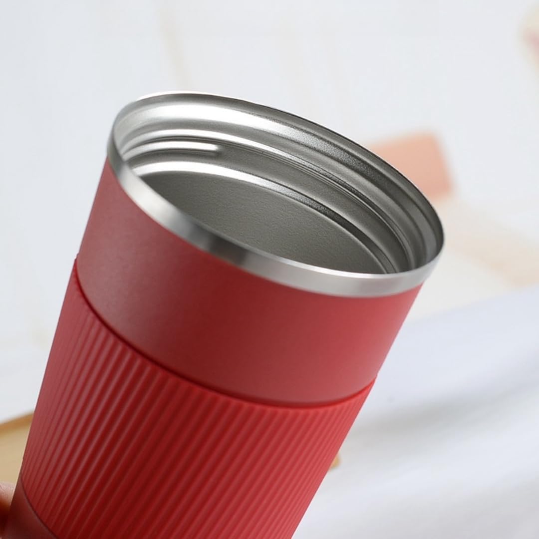 Stainless Steel Insulated Travel Coffee Mug Flip up Tumbler, Double wall Leak Proof Vacuum Cup Keep Drink Cold and Hot (Red, 17 Ounces) J226016