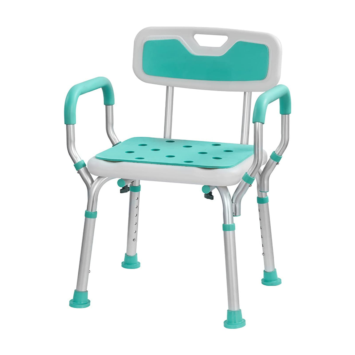 Heavy Duty White Shower Chair with Arms Back Adjustable F572
