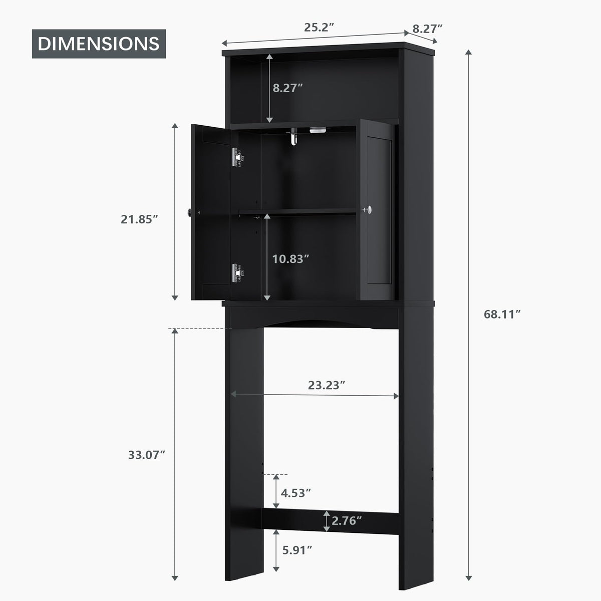 Black Over The Toilet Storage Cabinet U428