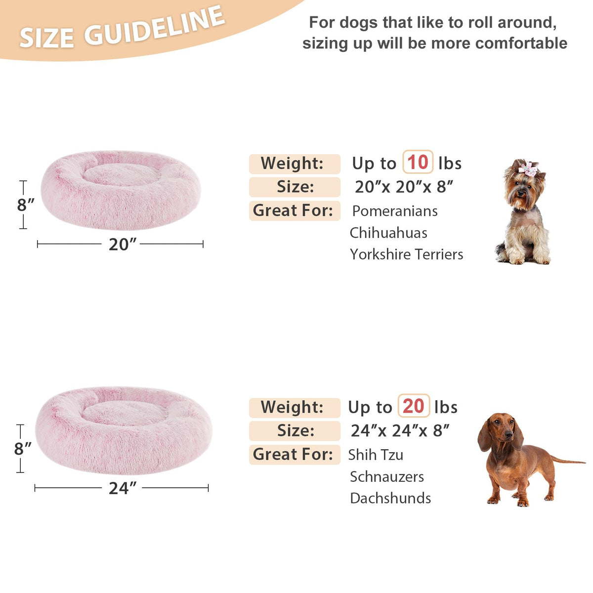 Pink Round Calming Dog Bed J791