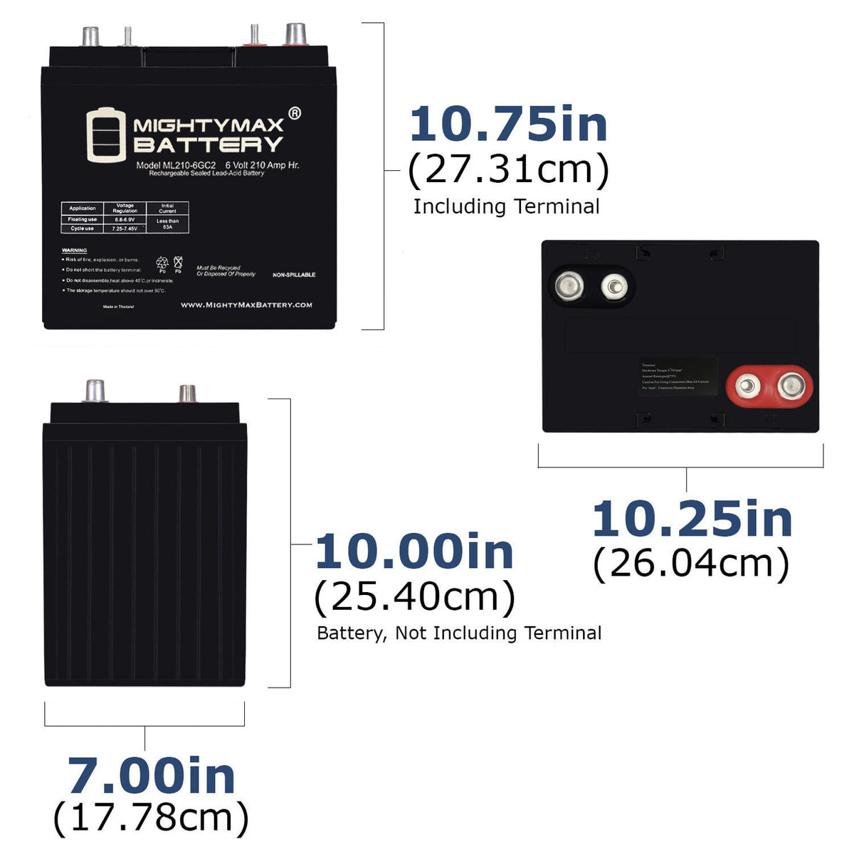 6V 210AH Dual Terminal SLA Replacement Battery 4 Pack R290