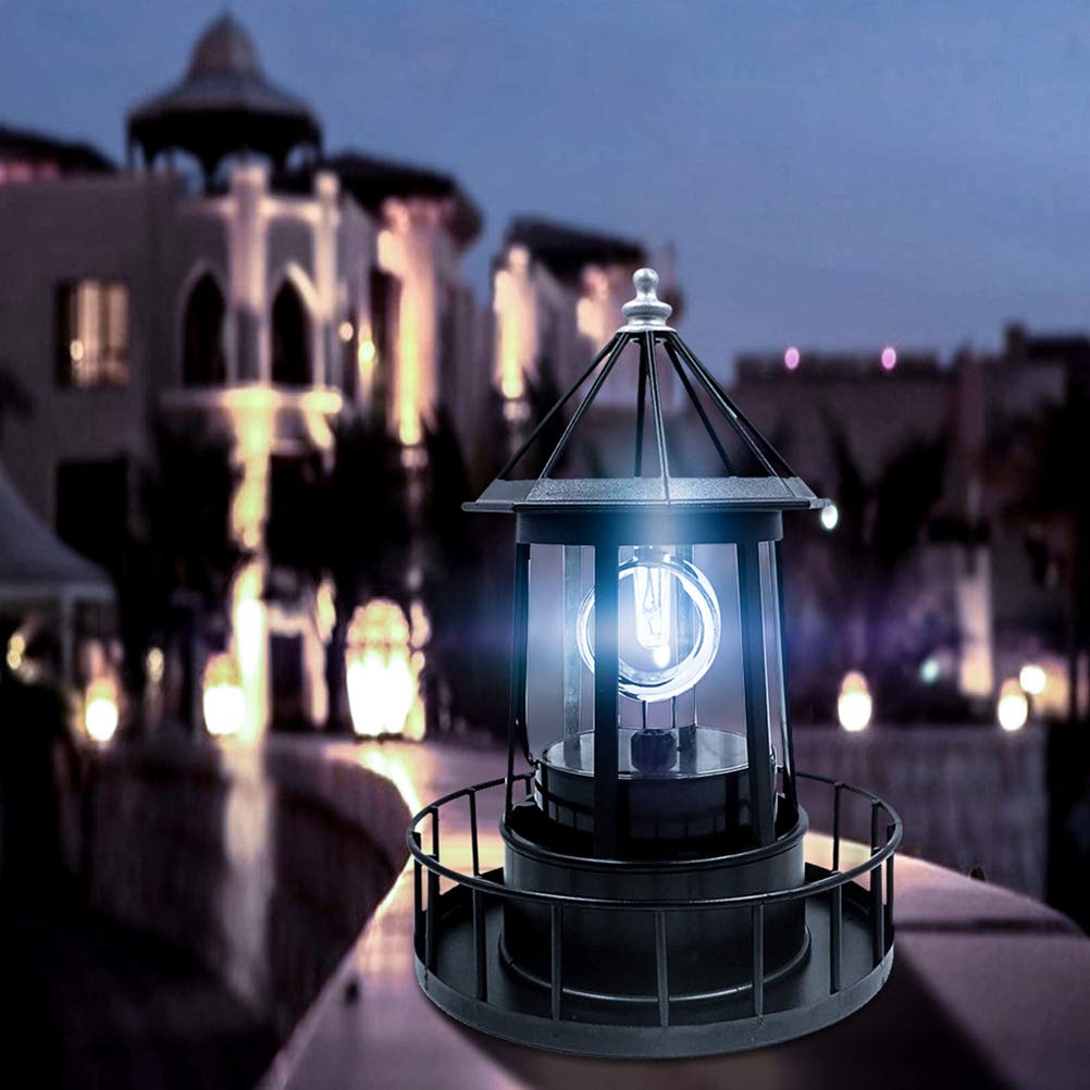 Black Wrought Iron Solar Lighthouse J48519