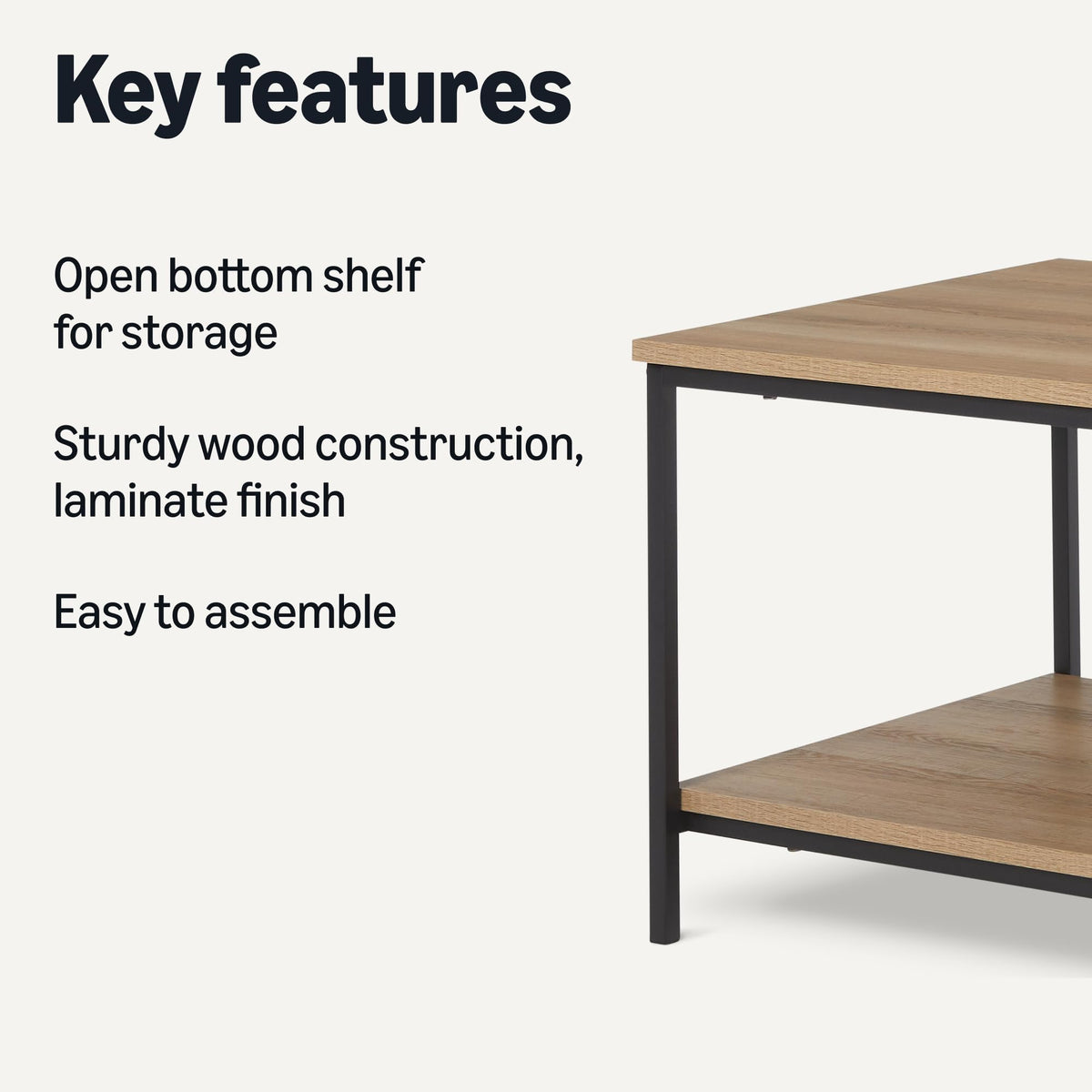 Rectangular Wooden Coffee Table with Bottom Shelf W3949