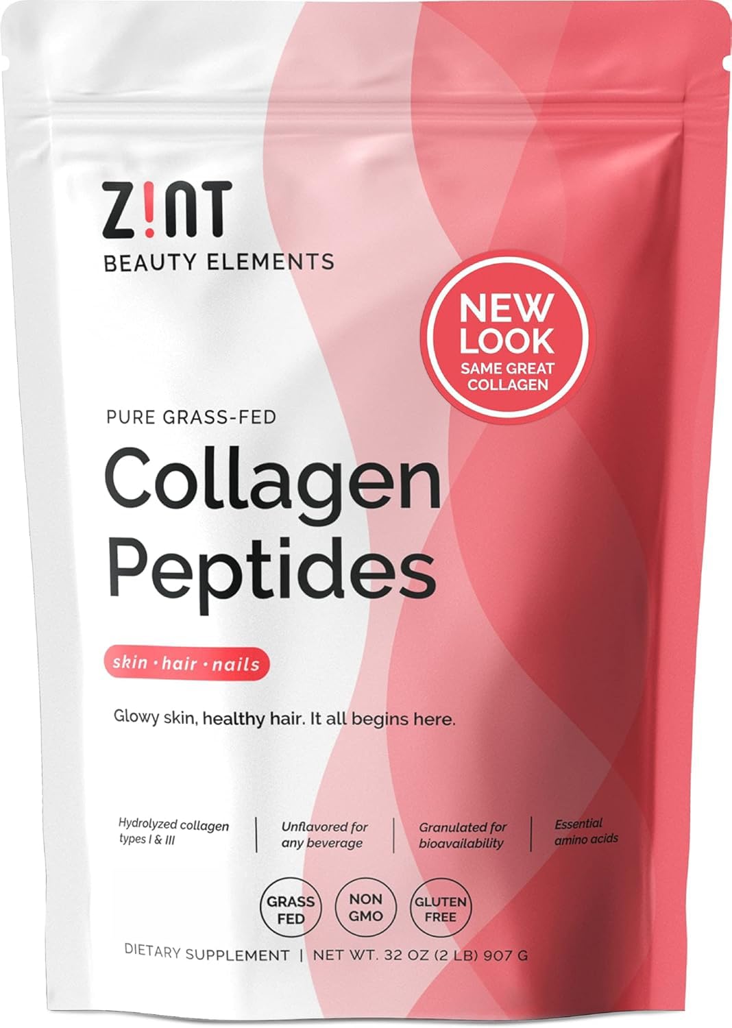 Collagen Peptides Powder 32 oz Grass-Fed Hydrolyzed Type I & III Unflavored W87916
