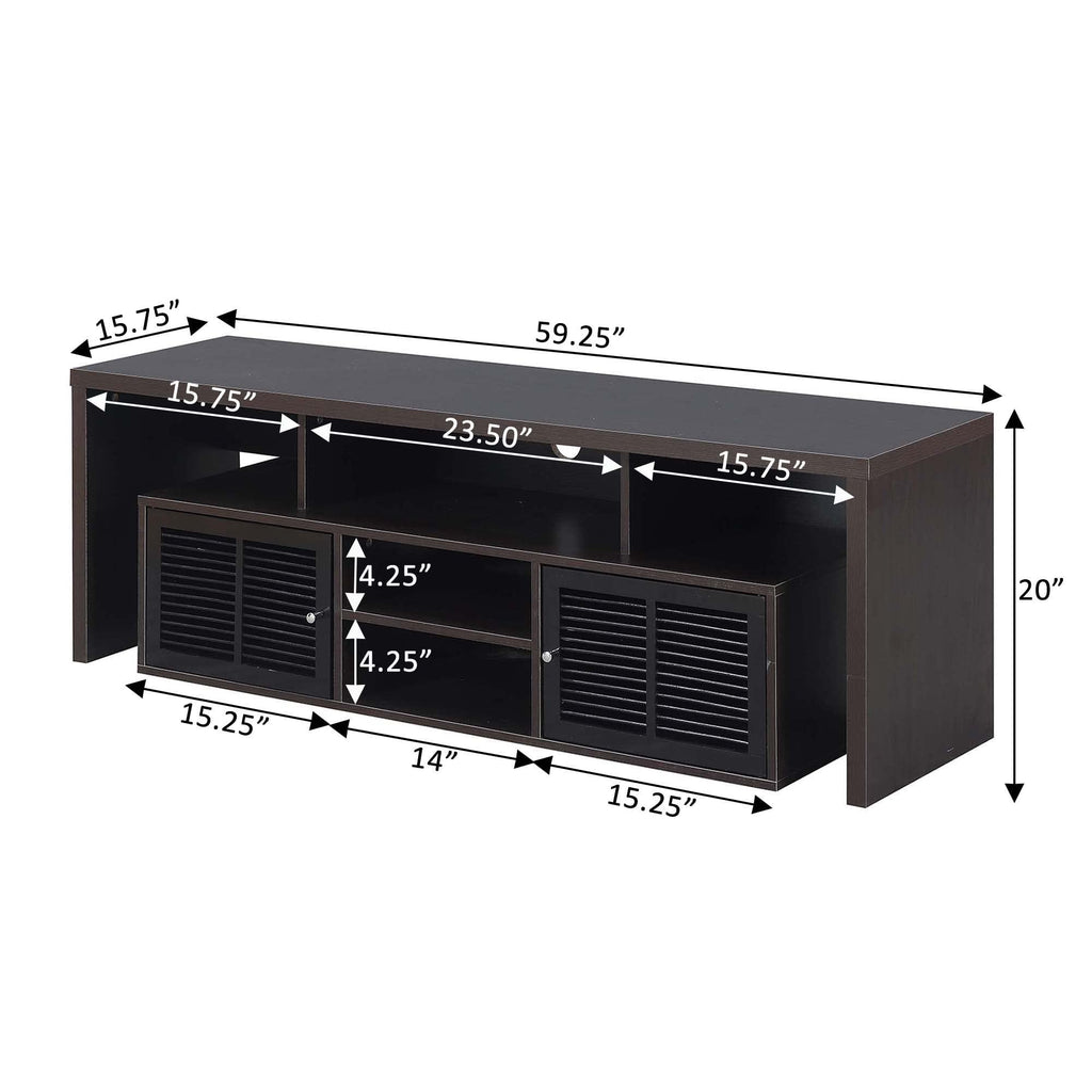 65 inch Espresso TV Stand with Storage Cabinets and Shelves Z49041