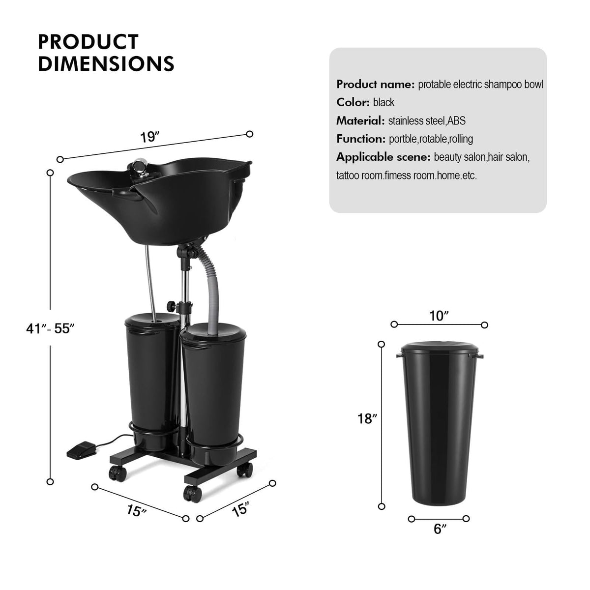 Portable Hair Washing Basin with Electric Pump J465379