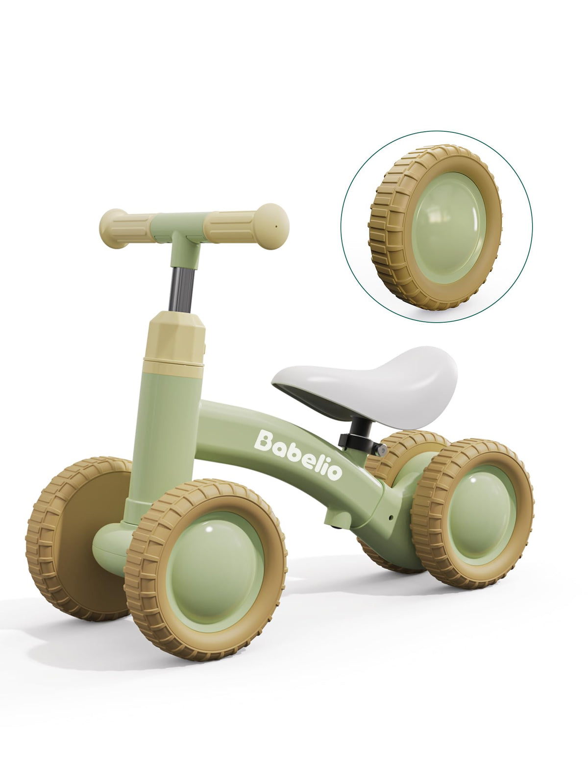 Green Adjustable 4 Wheels Baby Balance Bike Y17867