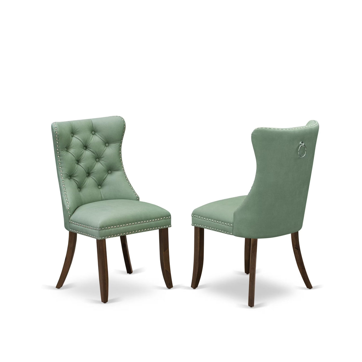 Set of 2 Willow Green Faux Leather Parson Dining Chairs O8838