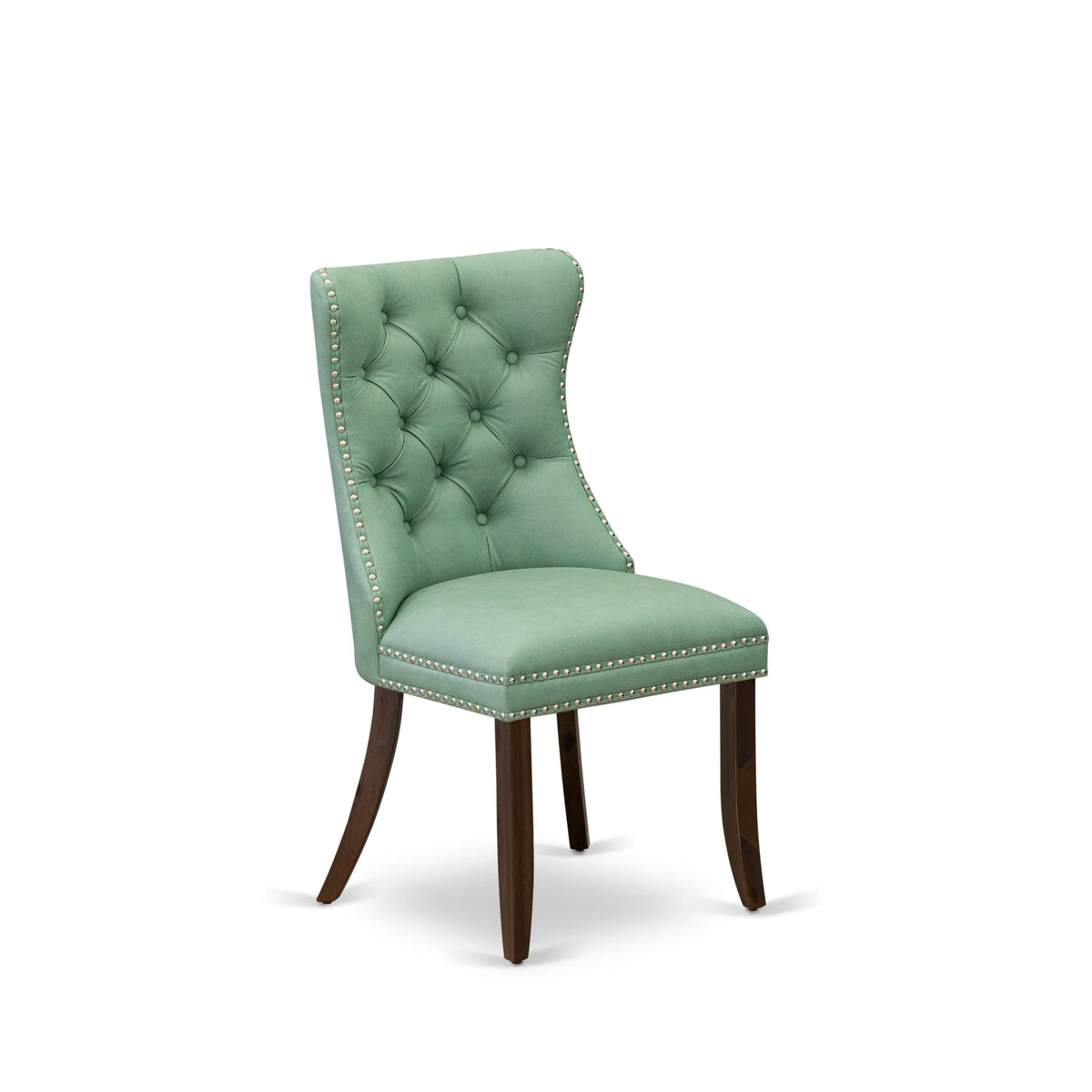 Set of 2 Willow Green Faux Leather Parson Dining Chairs O8838