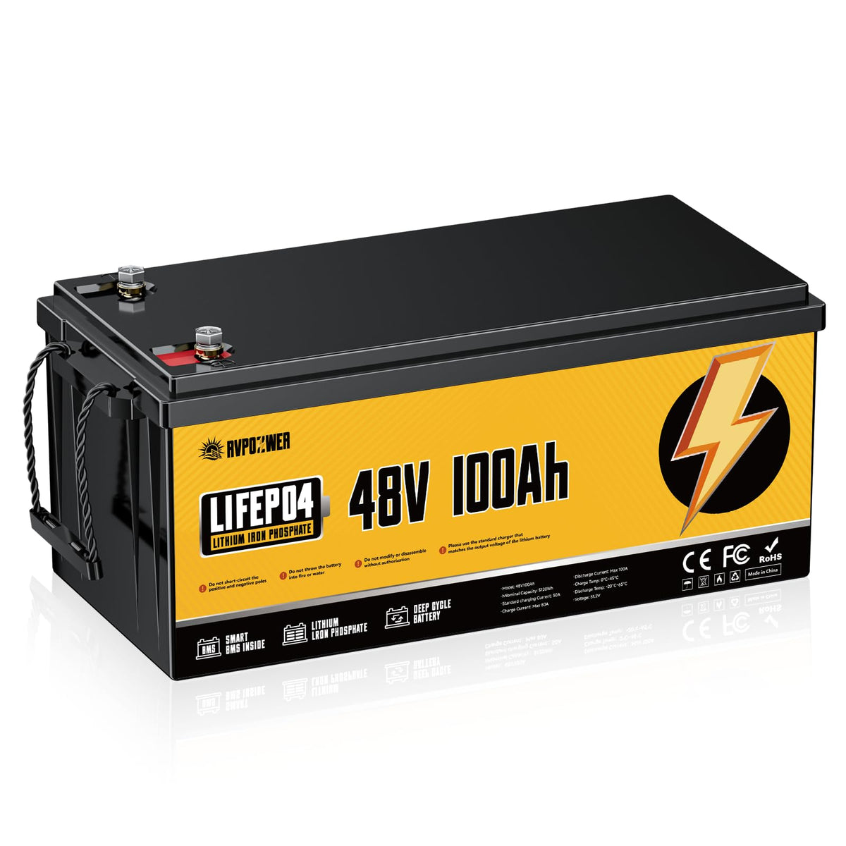 48V 100Ah LiFePO4 Battery with 100A BMS U133964