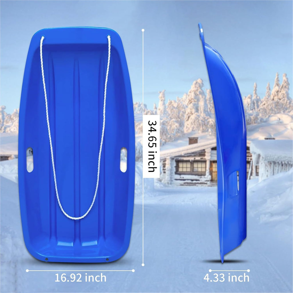 35 Inch 2-Person Plastic Snow Sled with Pull Rope J4143