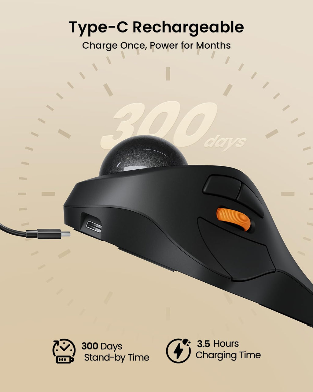 Wireless Bluetooth Trackball Mouse, Gray R132514
