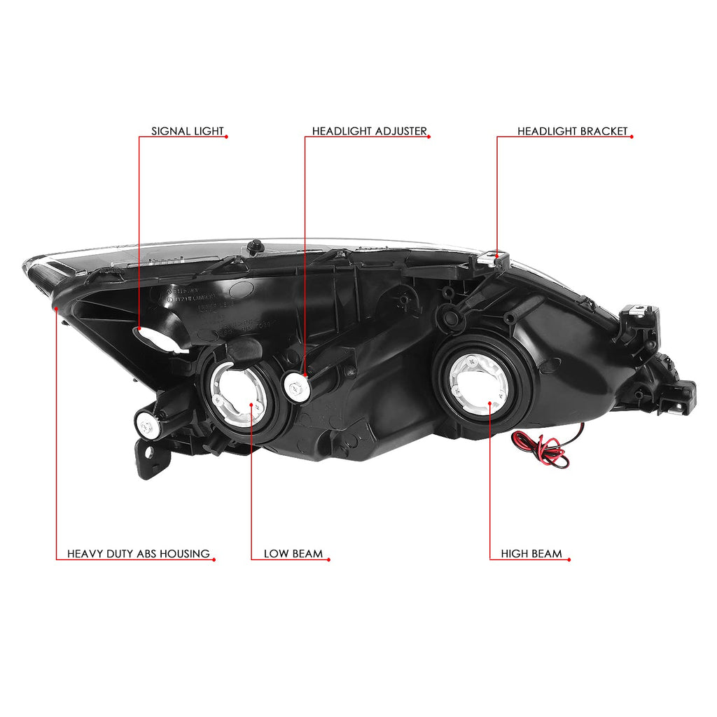 Black Headlight Assembly with LED Day Running Light P383