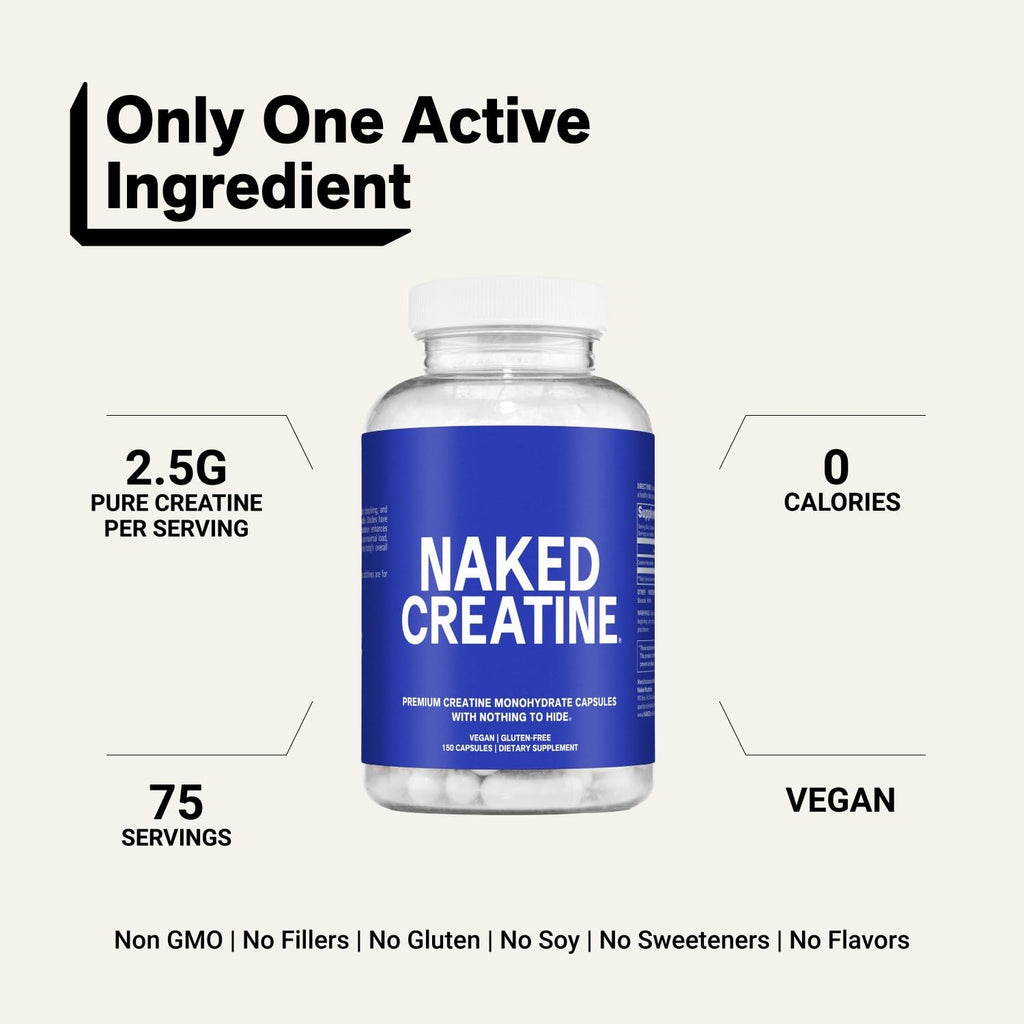 Micronized Creatine Monohydrate Capsules 2.5g 75 Servings Vegan Q583970