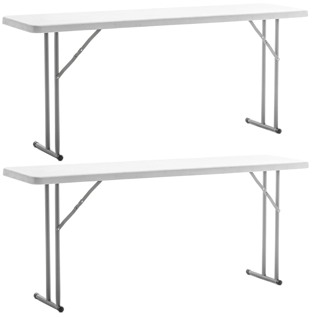 White Plastic Folding Table Set of 2 T381208