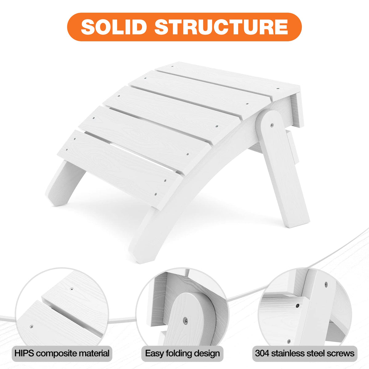 White Folding Adirondack Ottoman Set of 2 V221