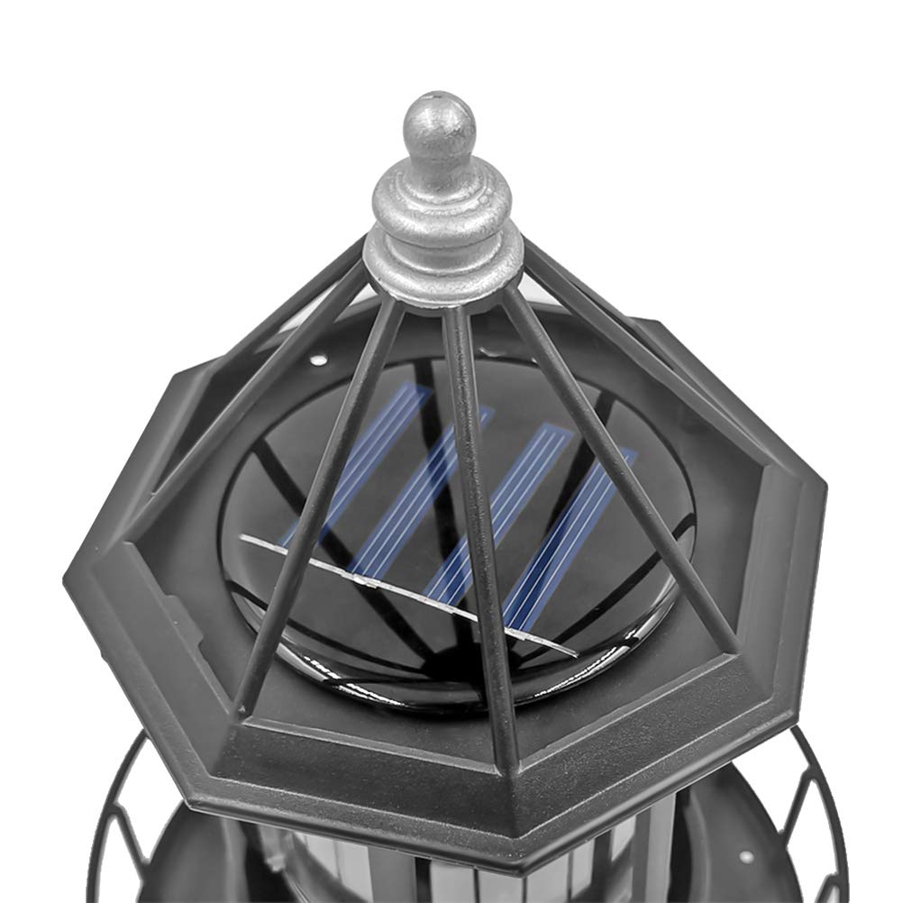 Black Wrought Iron Solar Lighthouse J48519