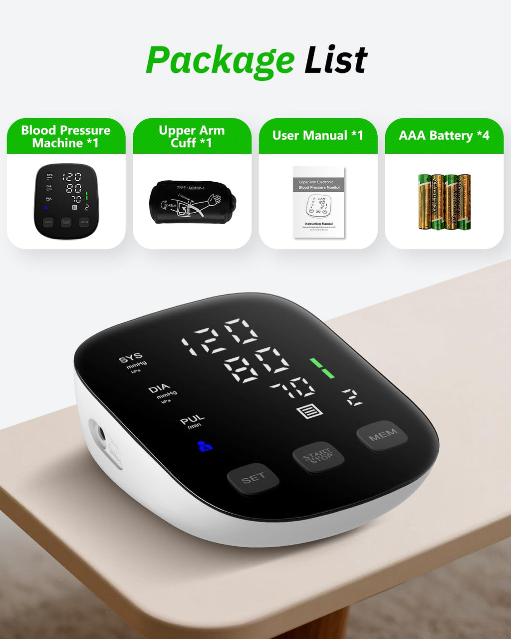 Blood Pressure Monitor Upper Arm Large Cuff Digital BP Machine D708392
