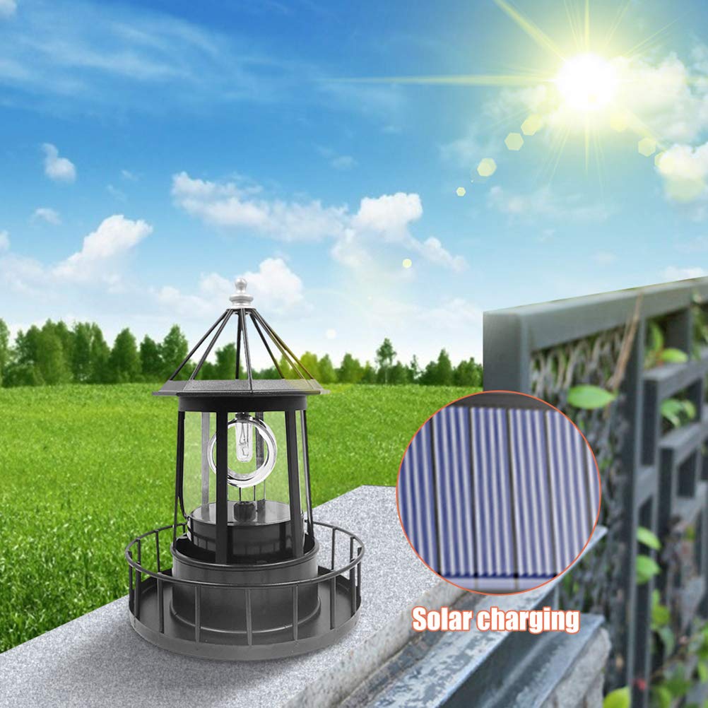 Black Wrought Iron Solar Lighthouse J48519