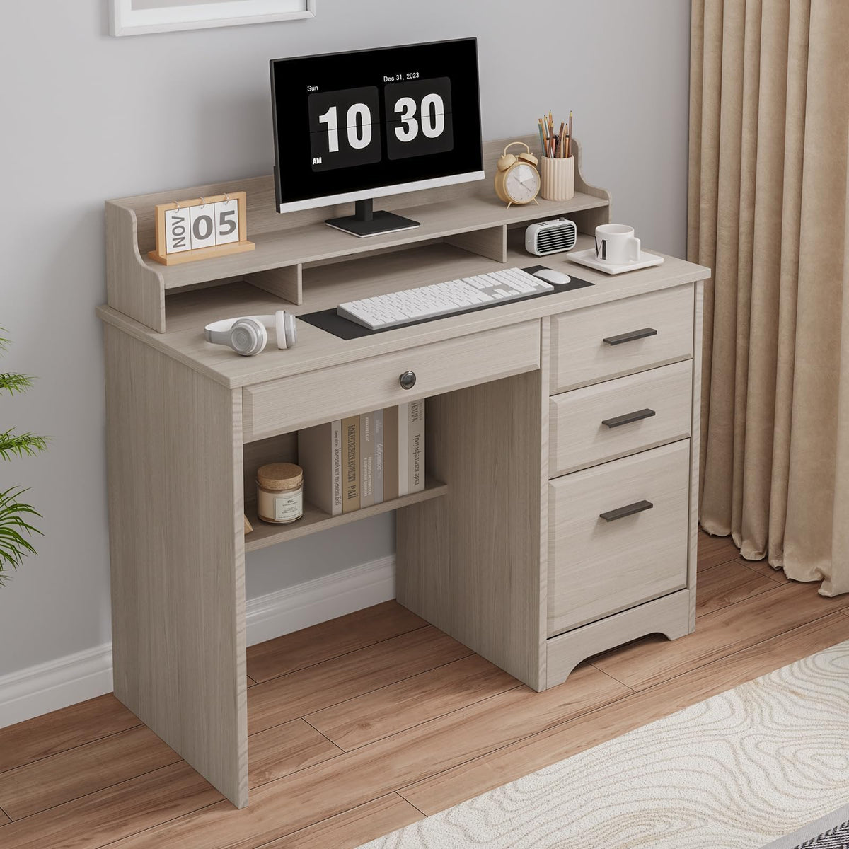 Small Wood Desk with Drawers and File Cabinet W295130