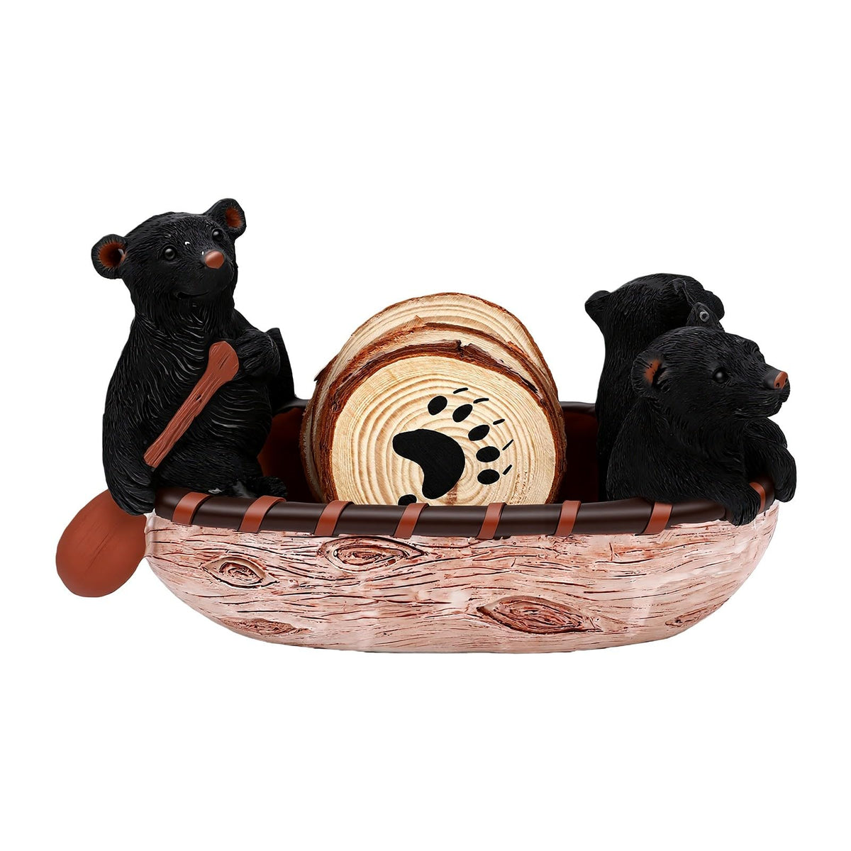 Black Bear Coaster Set with Canoe Holder C843