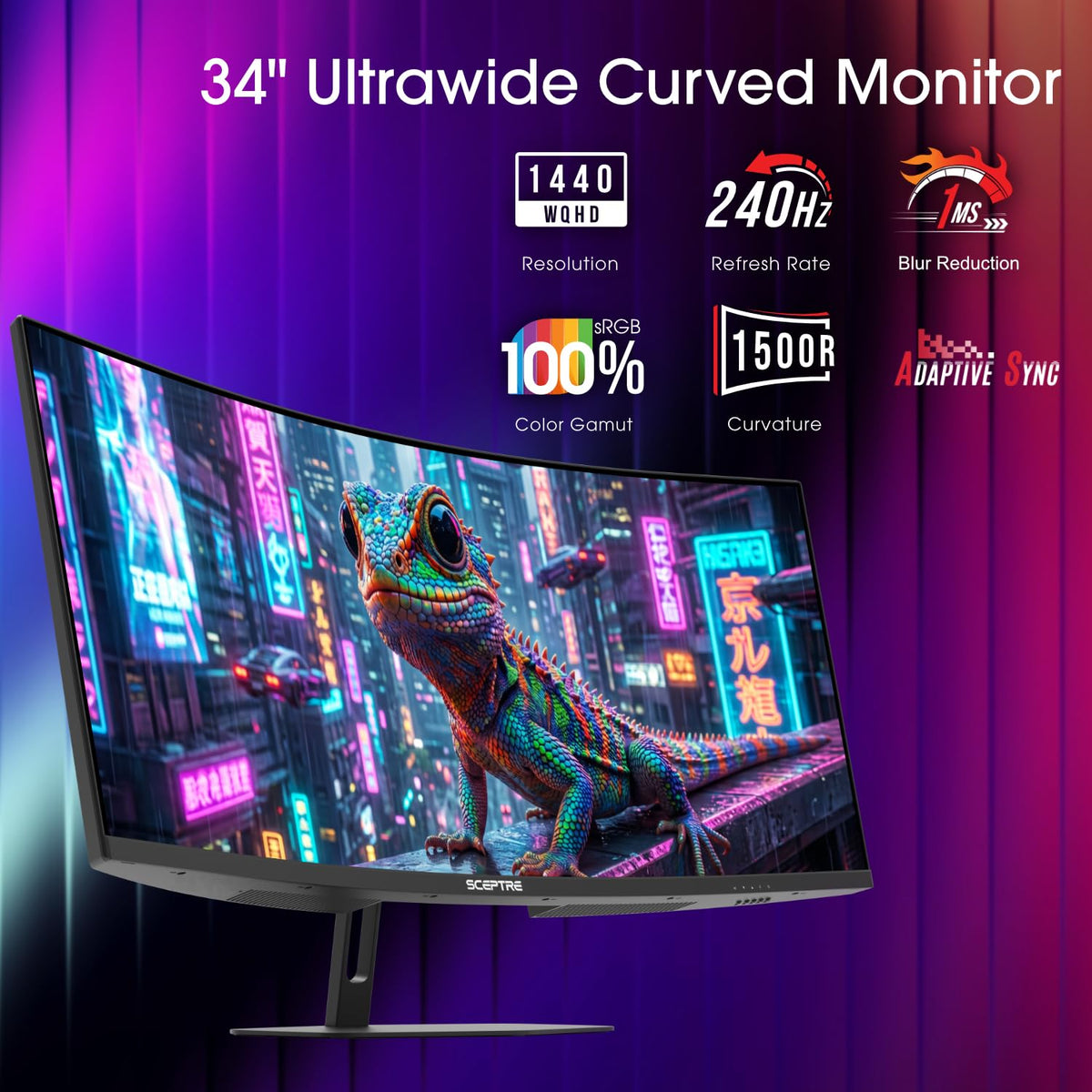Curved 34-inch Gaming Monitor 3440 x 1440 240Hz K91607