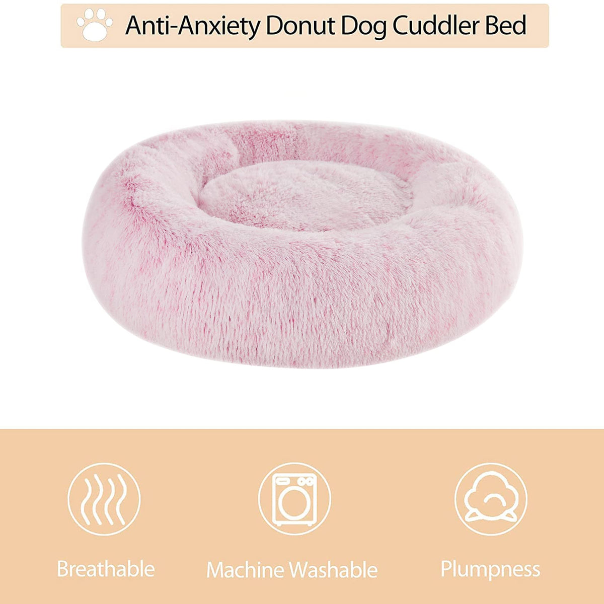 Pink Round Calming Dog Bed J791