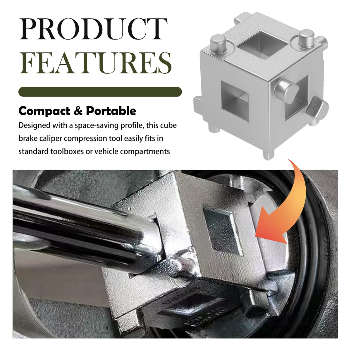 Brake Caliper Compression Tool with 3/8" Square Drive Hole X5733