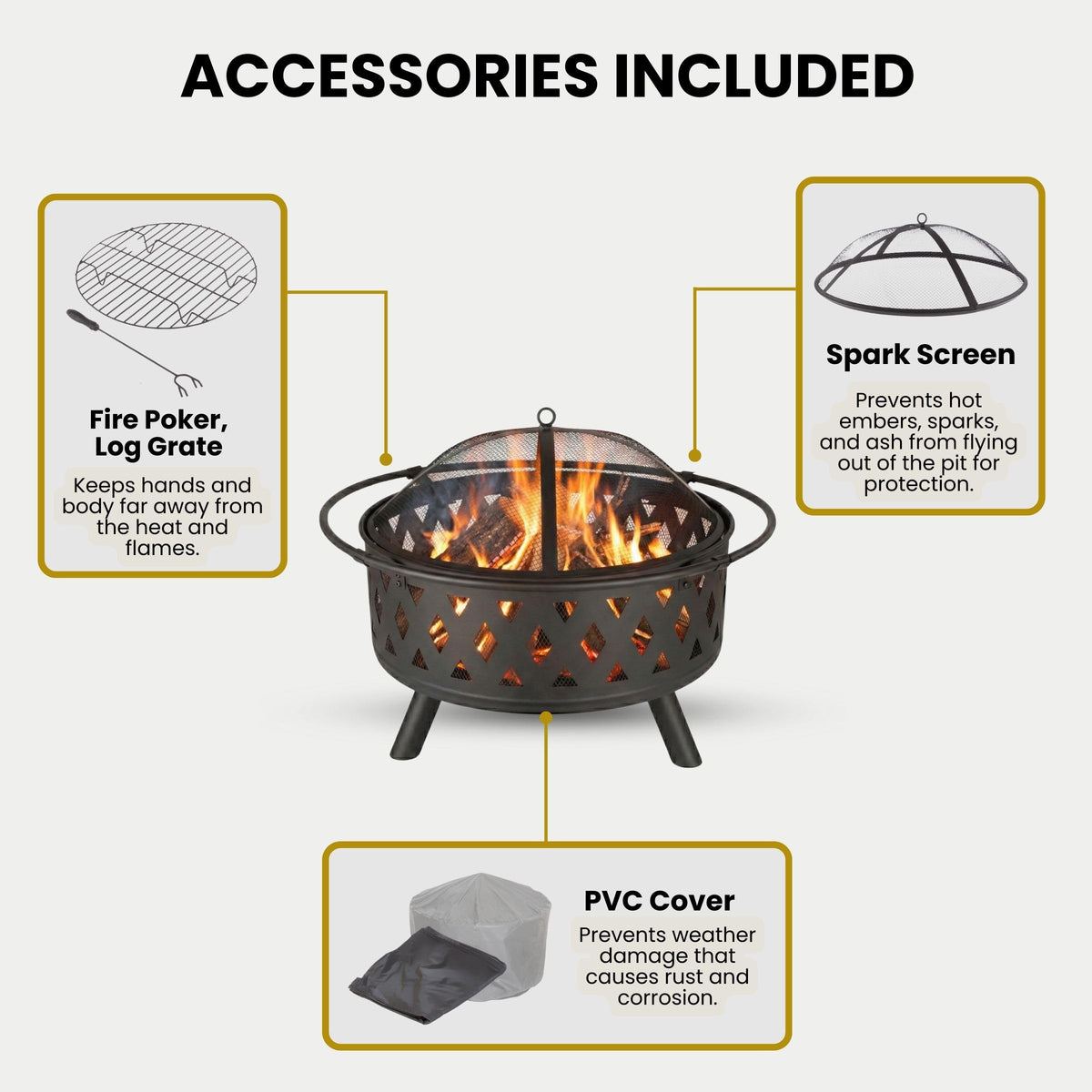 Black 32-Inch Outdoor Fire Pit Y176