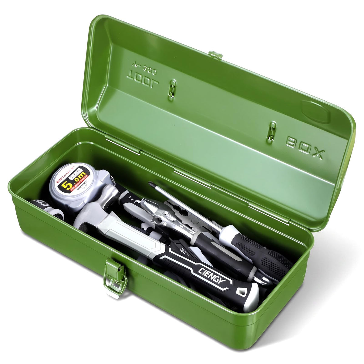 15-Inch Green Metal Storage Box with Lock P26582