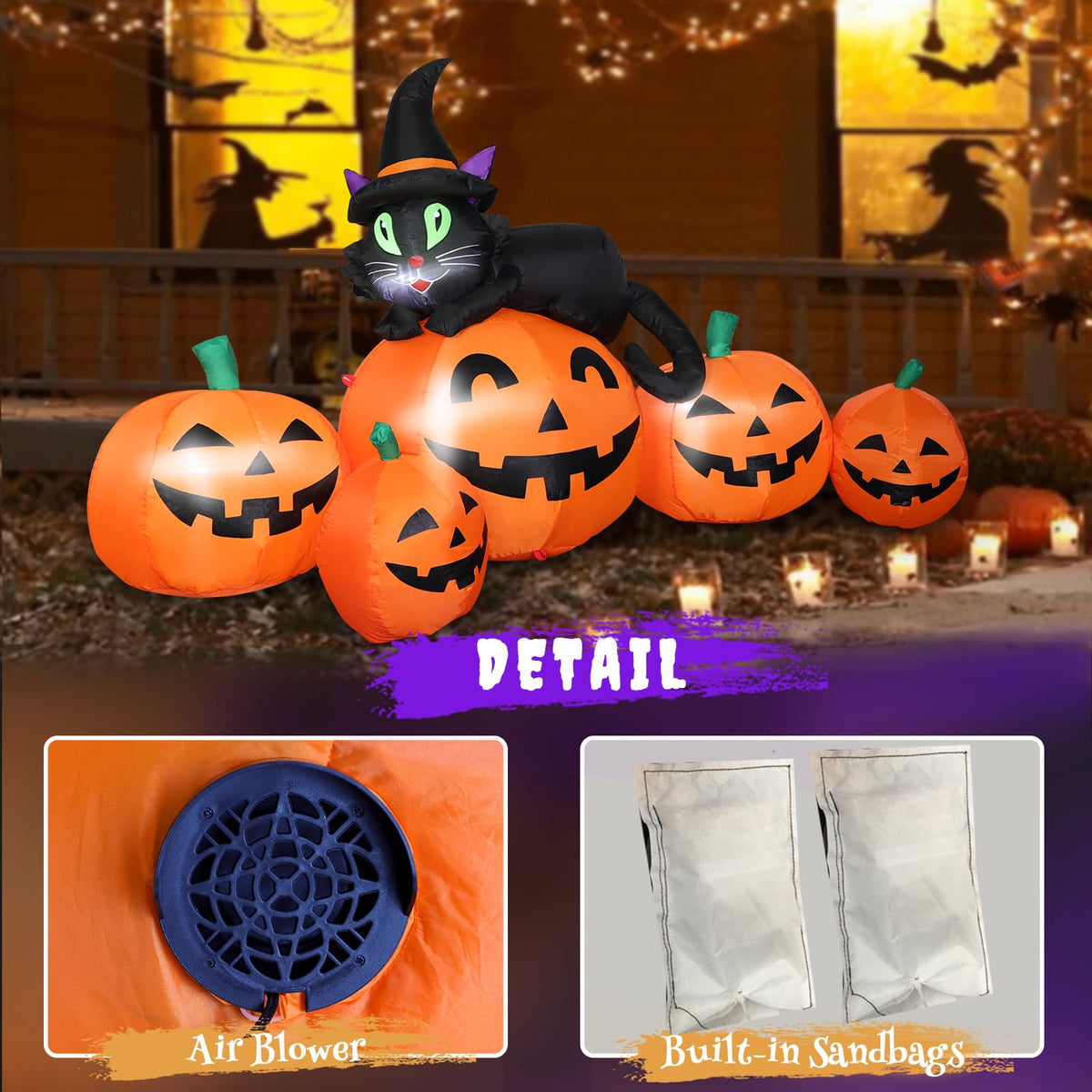 5FT Lighted Inflatable Pumpkin Outdoor Decoration T366