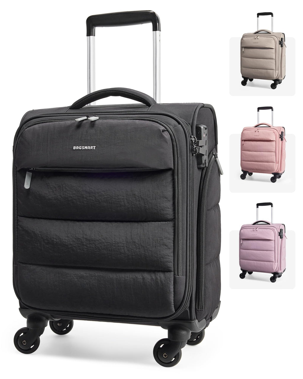 Black Softside Underseat Suitcase with Wheels V79827
