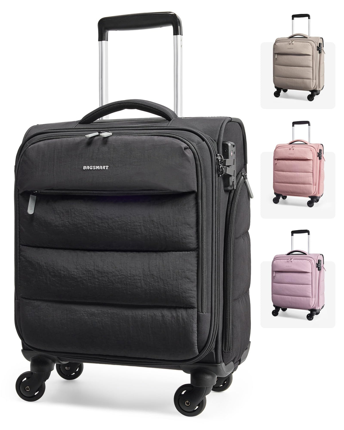 Black Softside Underseat Suitcase with Wheels V79827