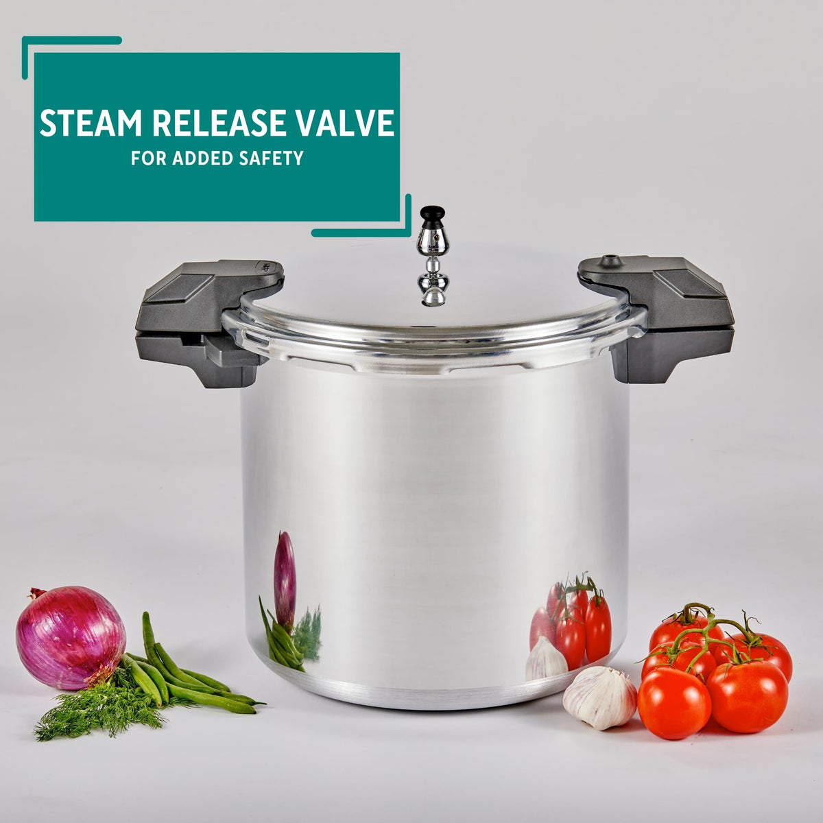 Polished Aluminum 22-Quart Pressure Cooker Z232456