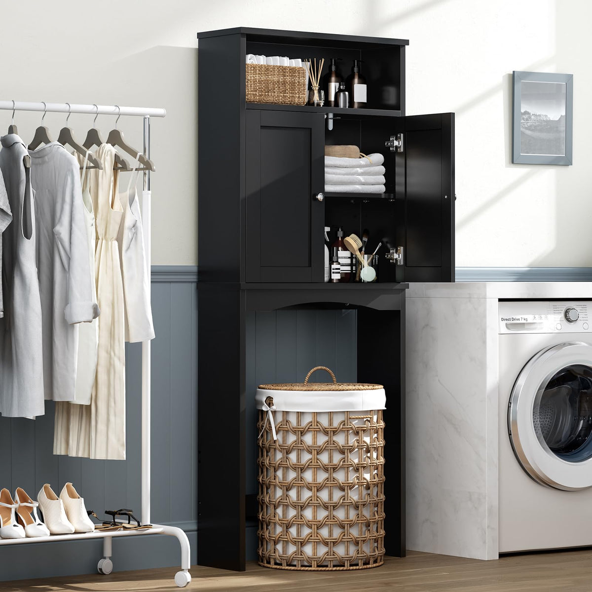Black Over The Toilet Storage Cabinet U428