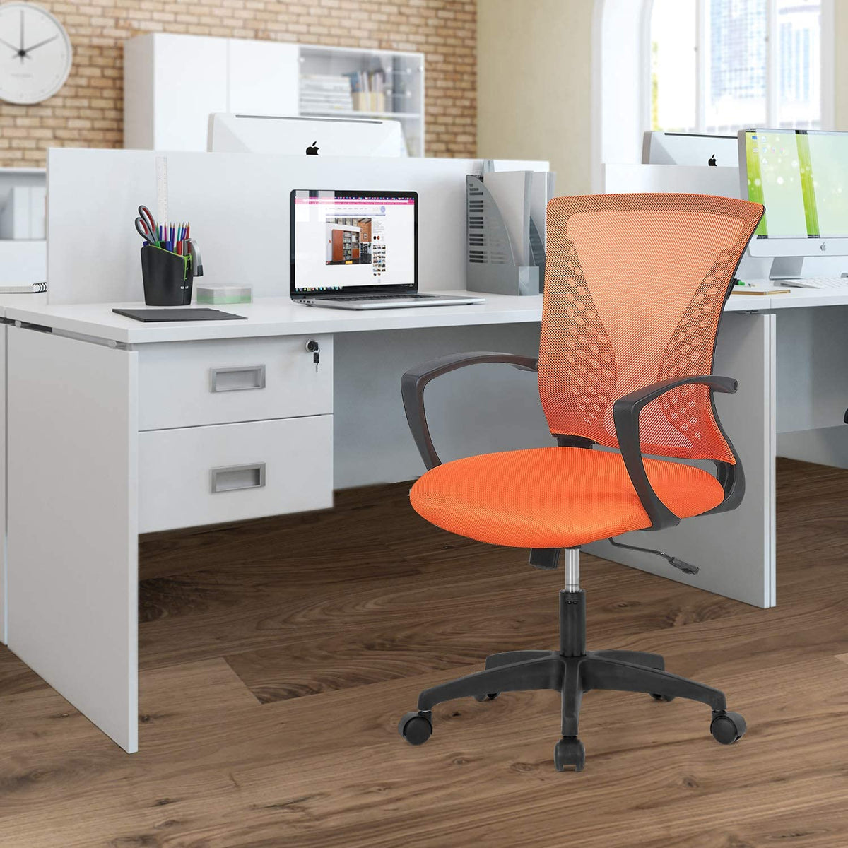 Orange Mesh Ergonomic Office Chair with Lumbar Support H71796