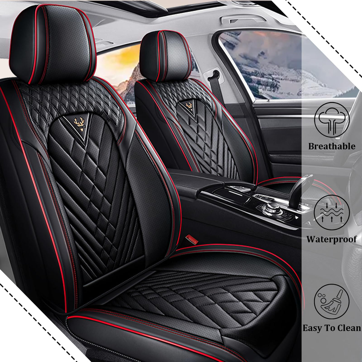 Waterproof Nappa Leather Full Set Car Seat Covers K6718
