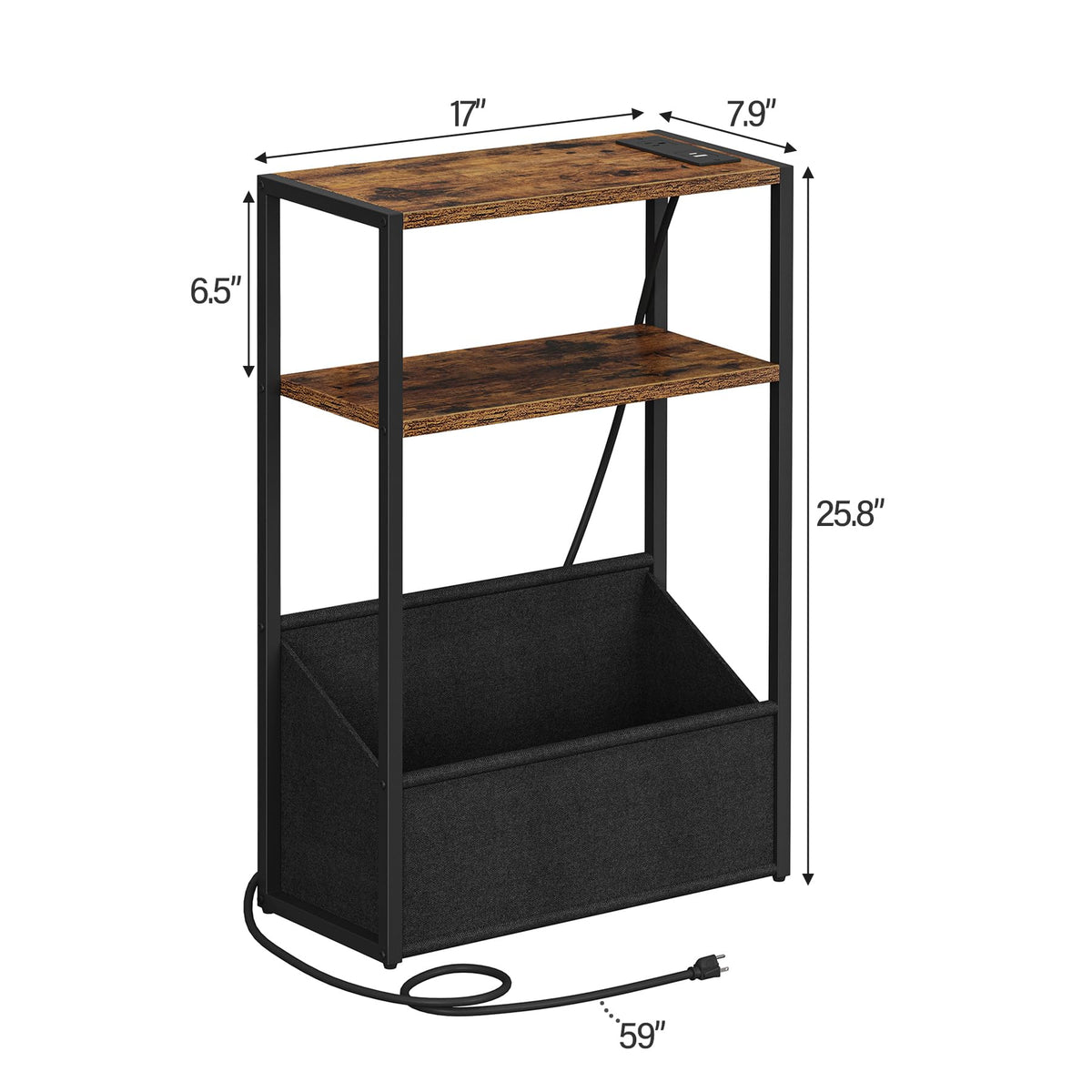 Narrow Side Table with Charging Station X31794