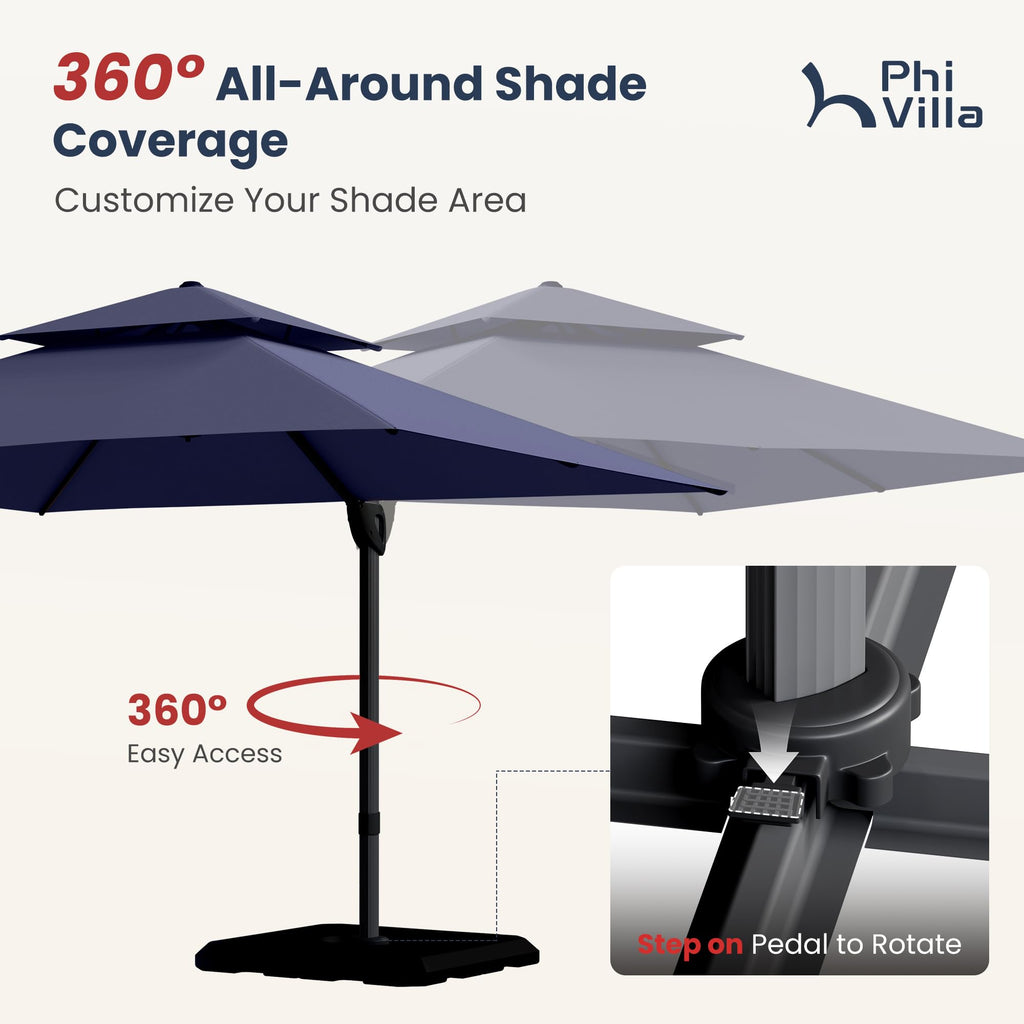 9'x12' Navy Cantilever Patio Umbrella with Base Y291