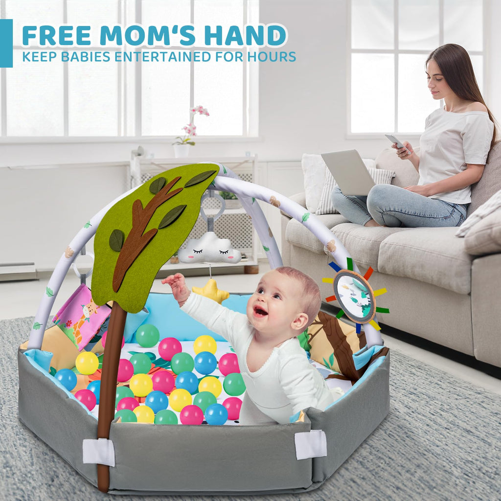 8-in-1 Tummy Time Play Mat & Ball Pit with 6 Toys R61204
