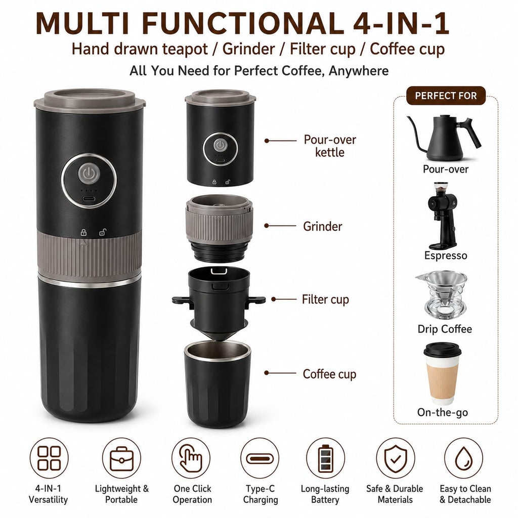 Portable Electric Coffee Grinder and Brewing Kit K16064
