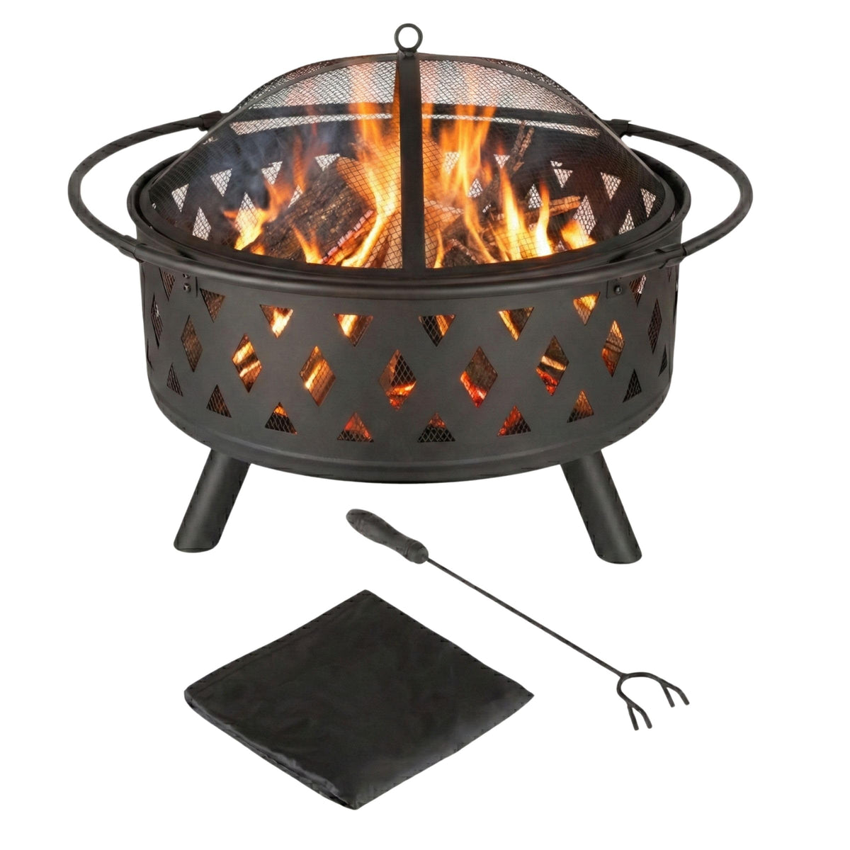 Black 32-Inch Outdoor Fire Pit Y176