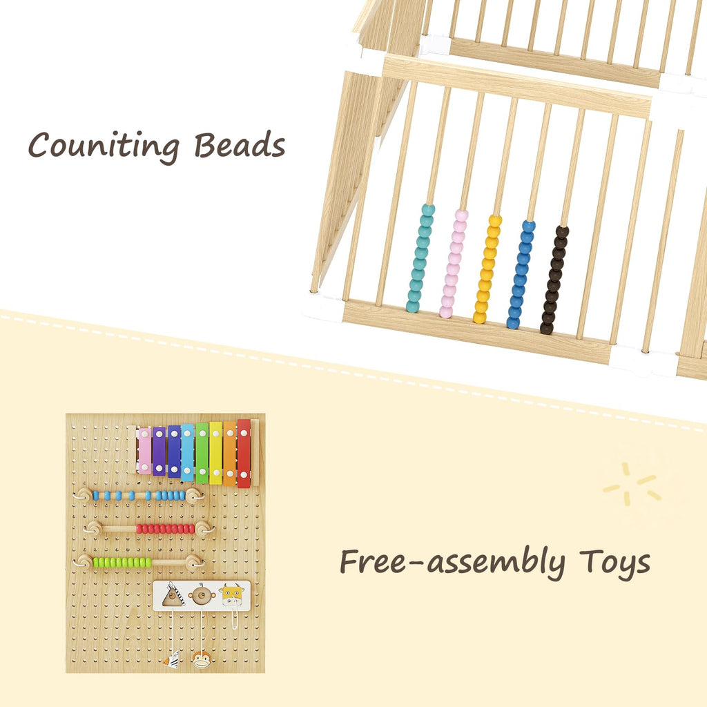 Foldable Wooden Baby Playpen with Locking Gate K40486
