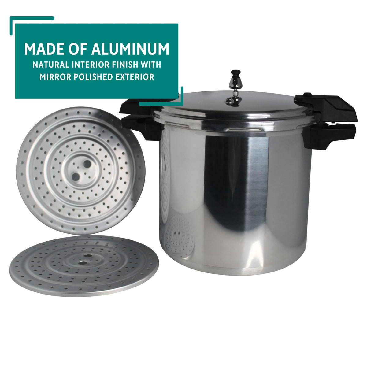 Polished Aluminum 22-Quart Pressure Cooker Z232456