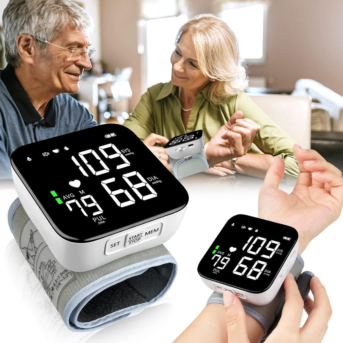 Wrist Blood Pressure Monitor with 90X2 Readings Memory G7141